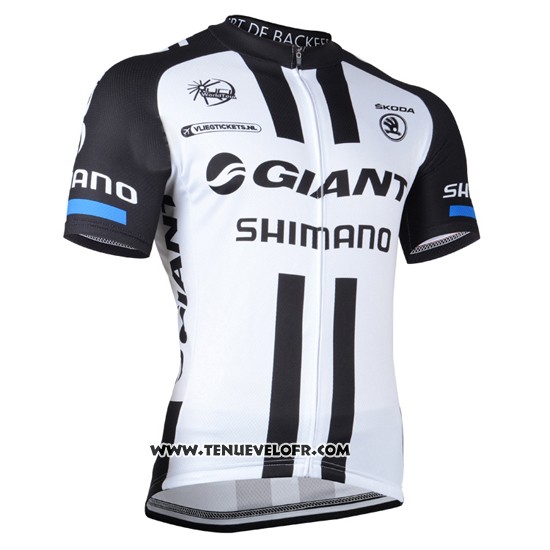 2014 Maillot Ciclismo Giant Shimano Noir et Blanc Manches Courtes et Cuissard